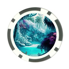 Landscape Nature Digital Art Palm Trees Paradise Poker Chip Card Guard