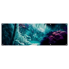 Landscape Nature Digital Art Palm Trees Paradise Banner And Sign 12  X 4  by Pakemis