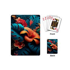 Ai Generated Tropical Flowers Floral Floral Pattern Playing Cards Single Design (mini) by Pakemis