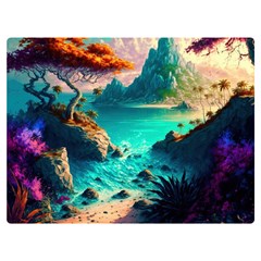 Tropical Paradise Beach Ocean Shore Sea Fantasy Premium Plush Fleece Blanket (extra Small) by Pakemis