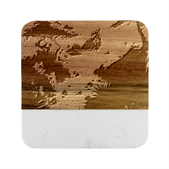 Tropical Paradise Beach Ocean Shore Sea Fantasy Marble Wood Coaster (square)