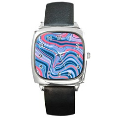 Fluid Art - Abstract And Modern Square Metal Watch by GardenOfOphir