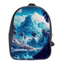 Tropical Winter Fantasy Landscape Paradise School Bag (large) by Pakemis