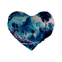 Tropical Winter Fantasy Landscape Paradise Standard 16  Premium Heart Shape Cushions by Pakemis