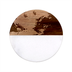 Tropical Winter Frozen Snow Paradise Palm Trees Classic Marble Wood Coaster (round)  by Pakemis