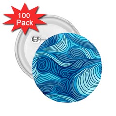 Ocean Waves Sea Abstract Pattern Water Blue 2.25  Buttons (100 pack) 