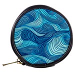 Ocean Waves Sea Abstract Pattern Water Blue Mini Makeup Bag Back