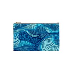 Ocean Waves Sea Abstract Pattern Water Blue Cosmetic Bag (small) by Pakemis