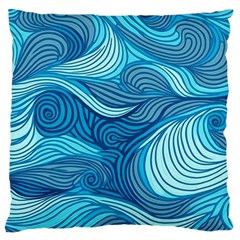 Ocean Waves Sea Abstract Pattern Water Blue Large Cushion Case (One Side)