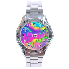 Liquid Art Pattern - Fluid Art - Marble Art - Liquid Background Stainless Steel Analogue Watch by GardenOfOphir