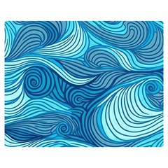 Ocean Waves Sea Abstract Pattern Water Blue One Side Premium Plush Fleece Blanket (medium) by Pakemis
