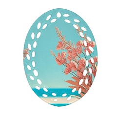 Beach Ocean Flowers Floral Flora Plants Vacation Oval Filigree Ornament (two Sides) by Pakemis