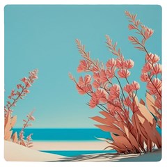 Beach Ocean Flowers Floral Flora Plants Vacation Uv Print Square Tile Coaster  by Pakemis