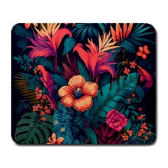 Tropical Flowers Floral Floral Pattern Pattern Large Mousepad by Pakemis