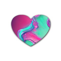 Marble Background - Abstract - Artist - Artistic - Colorful Rubber Heart Coaster (4 Pack) by GardenOfOphir