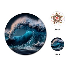 Tsunami Waves Ocean Sea Water Rough Seas 2 Playing Cards Single Design (round) by Pakemis