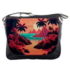 Tropical Beach Sea Jungle Ocean Landscape Messenger Bag by Pakemis