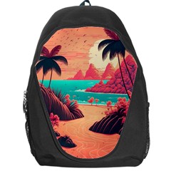 Tropical Beach Sea Jungle Ocean Landscape Backpack Bag by Pakemis