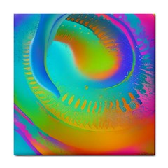 Contemporary Fluid Art Pattern In Bright Colors Tile Coaster by GardenOfOphir