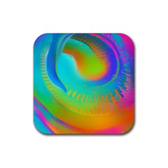 Contemporary Fluid Art Pattern In Bright Colors Rubber Coaster (square) by GardenOfOphir