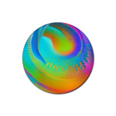 Contemporary Fluid Art Pattern In Bright Colors Rubber Coaster (round) by GardenOfOphir