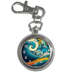 Waves Wave Ocean Sea Abstract Whimsical Abstract Art Key Chain Watches by Pakemis