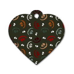 Art Halloween Pattern Creepy Design Digital Papers Dog Tag Heart (one Side) by Wegoenart