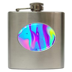 Colorful Abstract Fluid Art Pattern Hip Flask (6 Oz) by GardenOfOphir