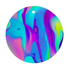 Colorful Abstract Fluid Art Pattern Round Ornament (two Sides) by GardenOfOphir