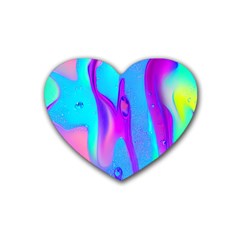 Colorful Abstract Fluid Art Pattern Rubber Heart Coaster (4 Pack) by GardenOfOphir