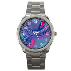 Liquid Art Pattern - Fluid Art Sport Metal Watch by GardenOfOphir