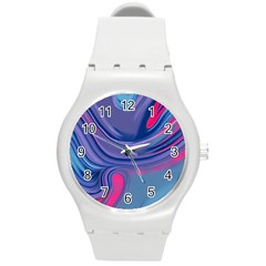 Liquid Art Pattern - Fluid Art Round Plastic Sport Watch (m)