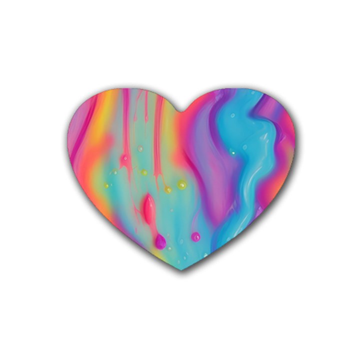 Liquid Art Pattern - Marble Art Rubber Heart Coaster (4 pack)