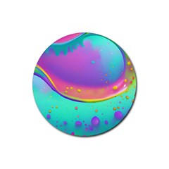 Liquid Art Pattern - Fluid Background Rubber Round Coaster (4 Pack) by GardenOfOphir