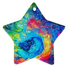 Liquid Art Pattern - Fluid Art Star Ornament (two Sides) by GardenOfOphir