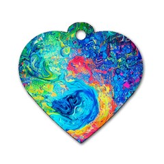 Liquid Art Pattern - Fluid Art Dog Tag Heart (Two Sides)