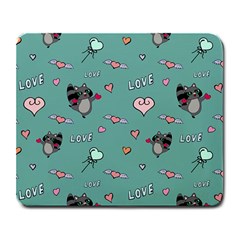 Raccoon Texture Seamless Scrapbooking Hearts Large Mousepad