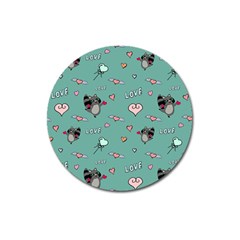 Raccoon Texture Seamless Scrapbooking Hearts Magnet 3  (Round)