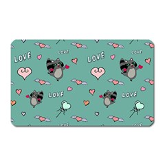 Raccoon Texture Seamless Scrapbooking Hearts Magnet (Rectangular)