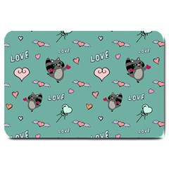 Raccoon Texture Seamless Scrapbooking Hearts Large Doormat