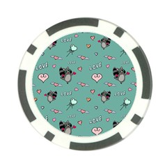 Raccoon Texture Seamless Scrapbooking Hearts Poker Chip Card Guard