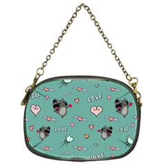 Raccoon Texture Seamless Scrapbooking Hearts Chain Purse (One Side)