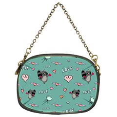 Raccoon Texture Seamless Scrapbooking Hearts Chain Purse (Two Sides)