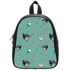 Raccoon Texture Seamless Scrapbooking Hearts School Bag (Small)