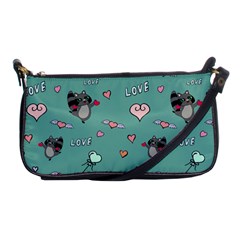 Raccoon Texture Seamless Scrapbooking Hearts Shoulder Clutch Bag