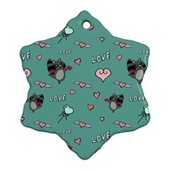 Raccoon Texture Seamless Scrapbooking Hearts Snowflake Ornament (Two Sides)