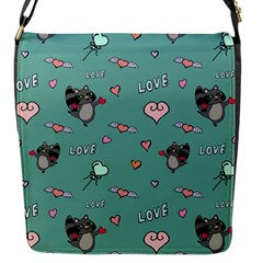 Raccoon Texture Seamless Scrapbooking Hearts Flap Closure Messenger Bag (S)