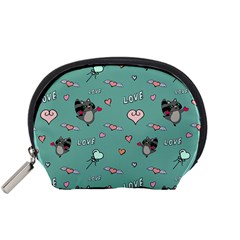 Raccoon Texture Seamless Scrapbooking Hearts Accessory Pouch (Small)