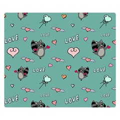 Raccoon Texture Seamless Scrapbooking Hearts Premium Plush Fleece Blanket (Small)