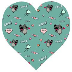 Raccoon Texture Seamless Scrapbooking Hearts Wooden Puzzle Heart